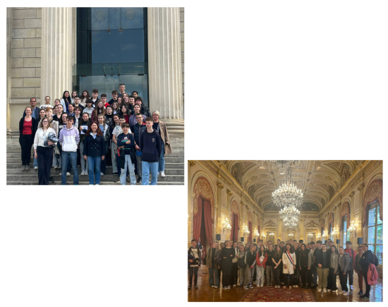 Photo de groupe avec à gauche le collège des Fontaines de La Guerche-de-Bretagne et à droite le collège St Joseph de Martigné-Ferchaud